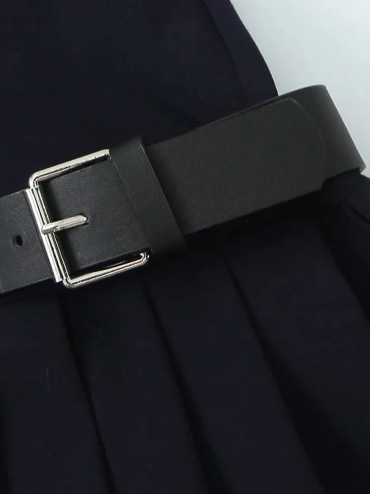 TRZA-Pleated Mini Dress with Side Loops for Women, Halter Neck, Back Zipper, Female Dresses, Chic Fashion Badiee Stylez