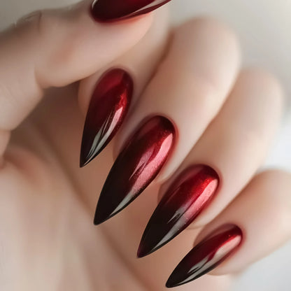 24pcs Black Gradients Long Paragraph Fashion Manicure Patch Reusable Adhesive False Nails Almond Fake Nails Press On Stiletto style5