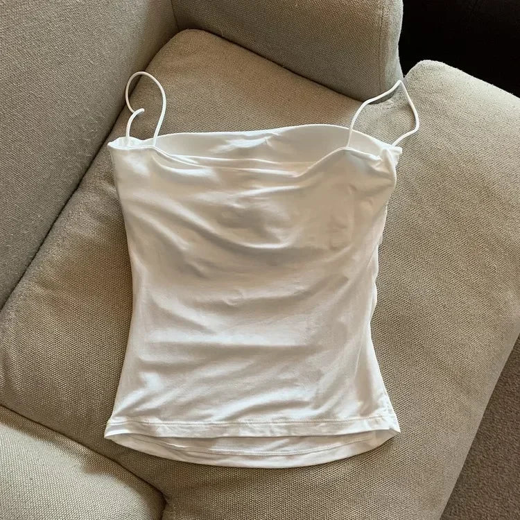Women With Built In Bra Spaghetti Strap Tanks Summer Camis Tank Casual Tops  For Woman Solid Color Female Korean Style Badiee Stylez