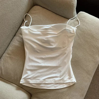 Women With Built In Bra Spaghetti Strap Tanks Summer Camis Tank Casual Tops  For Woman Solid Color Female Korean Style Badiee Stylez
