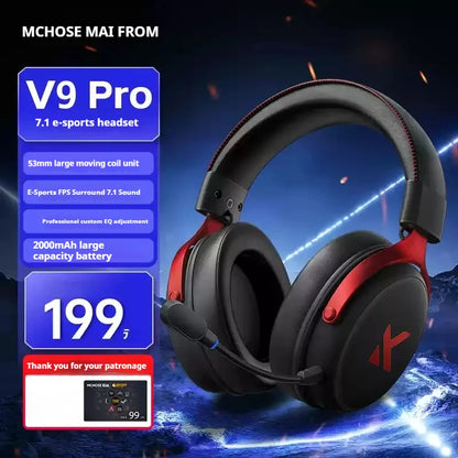 MCHOSE V9 pro Wireless Bluetooth Headset Low Delay Three Mode Microphone Noise Reduction Dynamic Sound for Office And Gaming Badiee Stylez
