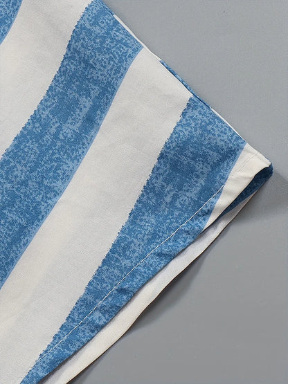 Plus Size 2024 Summer New Women's Striped Pullover T-Shirt V-Neck Short Sleeve Casual Tops Polyester