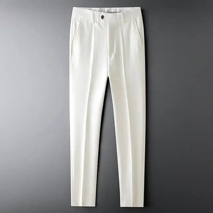 Slim Fit 9 Cropped Male Suit Trousers White Men's Summer Pants Tressed Luxury Luxury High Quality Up Stylish Formal 2024 Slacks White Suits Pants
