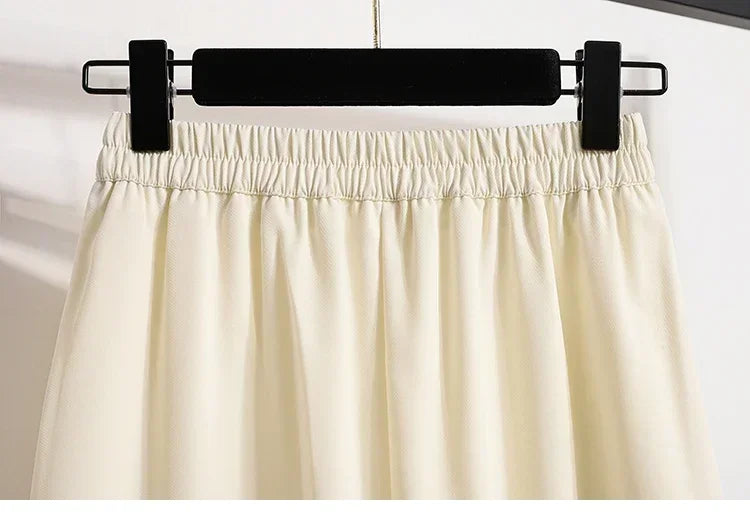 2025 Summer Female Fashionable Versatile Solid Skirts High Waisted Mid Length A-line Plus Size Skirt Split Wrap Body Skirt