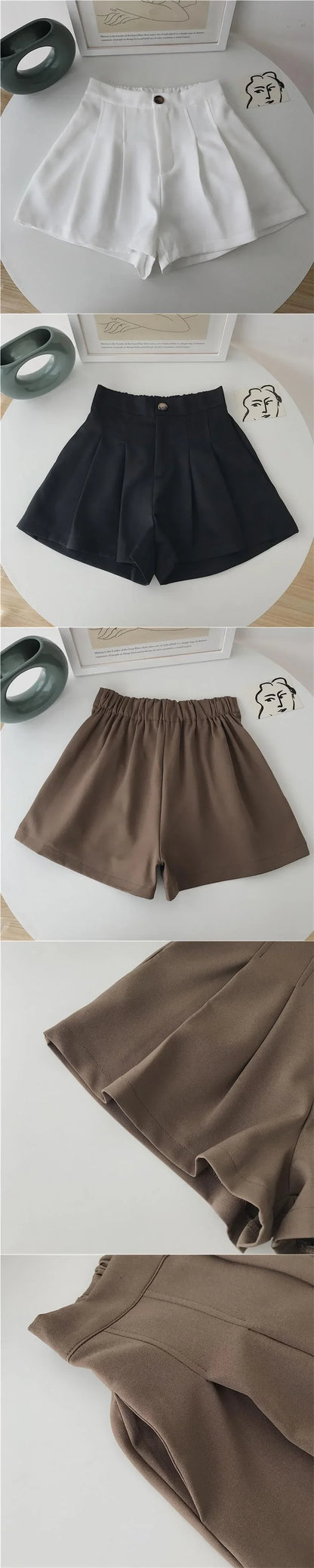 Casual White Women's Shorts 2024 New Summer Thin High-waisted Slimming A- line Wide-legged Hot Pants Petite Size