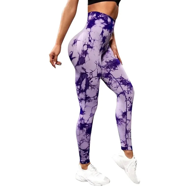 Women Tiedye Gym Leggings Seamless Mujer Push Up Booty Pants Scrunch Sports Fitness High Waist Workout Yoga Leggins Drop Ship