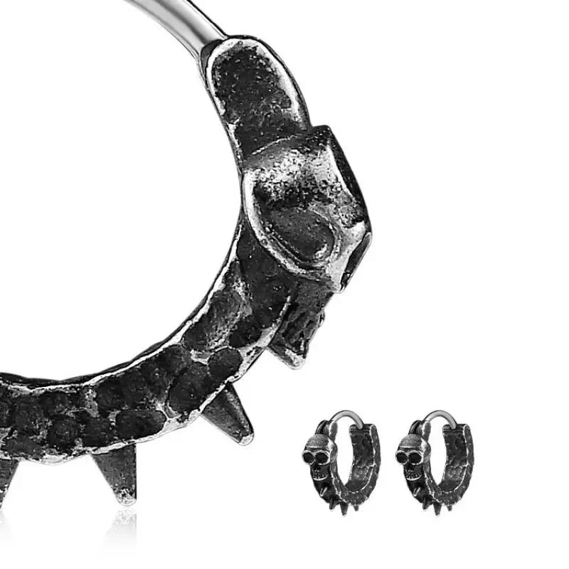 Gothic Black Skull Awl Earrings Statement Men Women Hip Hop Rock Jewelry Biker Party Accessories Hypoallergenic Earring Badiee Stylez
