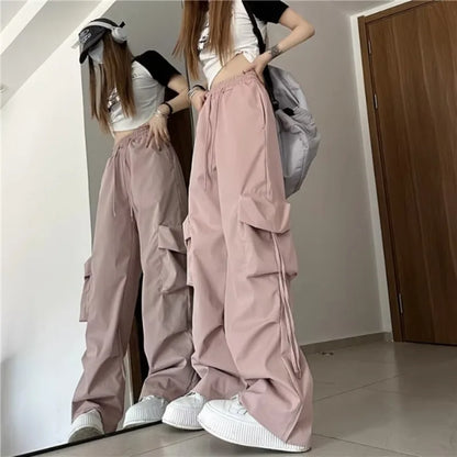 Retro Cargo Pants Women Fashion Streetwear High Waist Thin Casual Sweatpants Harajuku Sports Pants Woman Clothes Trousers Mujer Badiee Stylez