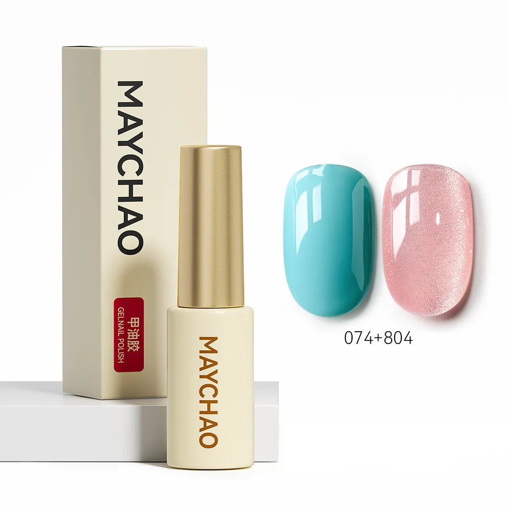 MAYCHAO 5ML Gel Nail Polish 9D Laser Diamond Glitter Cat Eye Gel Semi-Permanent Soak Off UV LED Gel Nail Manicure Tools Nail Art 074And804