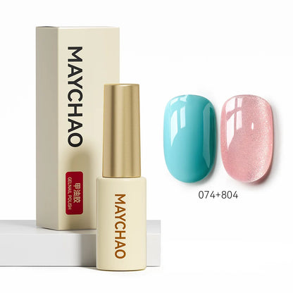 MAYCHAO 5ML Gel Nail Polish 9D Laser Diamond Glitter Cat Eye Gel Semi-Permanent Soak Off UV LED Gel Nail Manicure Tools Nail Art 074And804