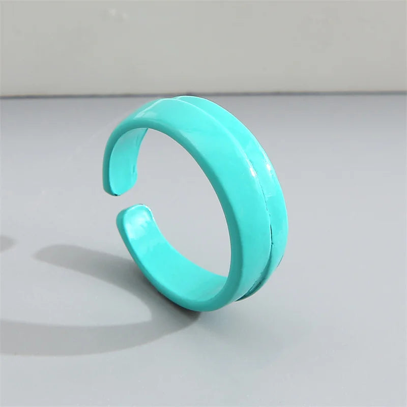 2022 Summer Colorful Ring Set Wholesale Fashion Geometric Chain Candy Color Irregular Opening Rings Women Party Finger Jewelry