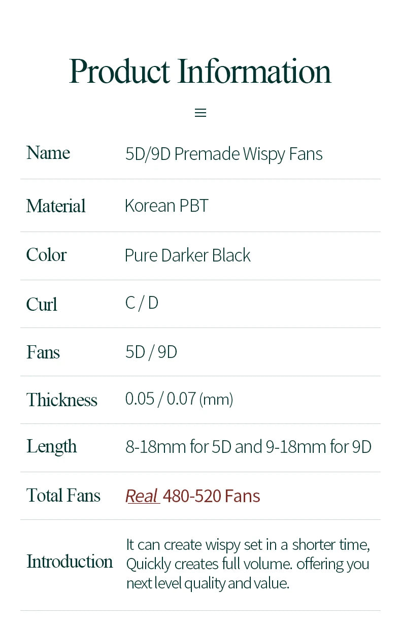 SONG LASHES High quality Professional Premade Lashes 5D 9D Wispy Lashes eyelashes extensions