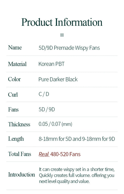 SONG LASHES High quality Professional Premade Lashes 5D 9D Wispy Lashes eyelashes extensions