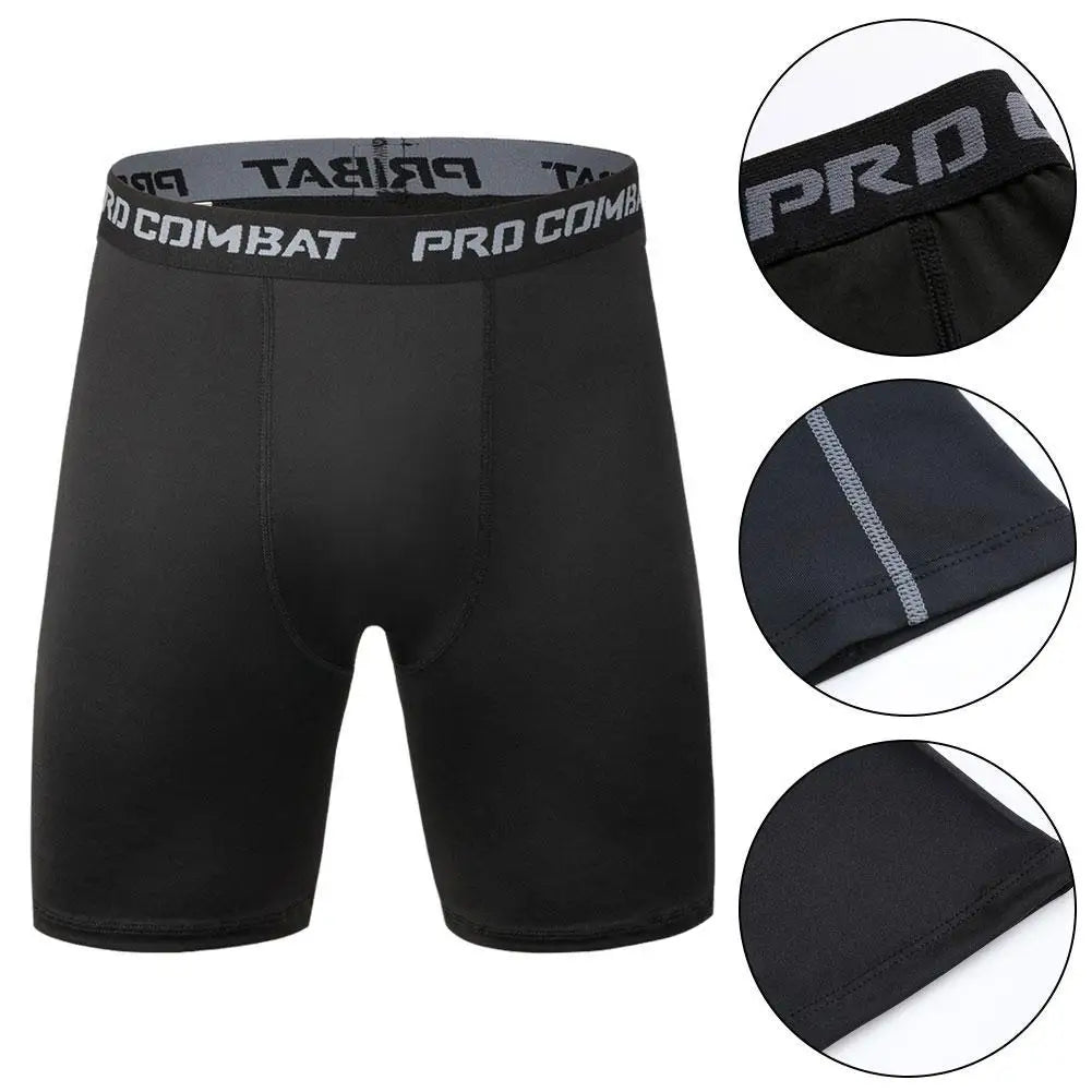 Male Fitness Quick-Drying Tight Shorts Elastic Compression Leggings Training Pants Men Running Shorts Black Gray Plus Size 3XL Badiee Stylez