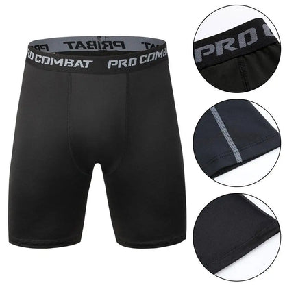 Male Fitness Quick-Drying Tight Shorts Elastic Compression Leggings Training Pants Men Running Shorts Black Gray Plus Size 3XL Badiee Stylez