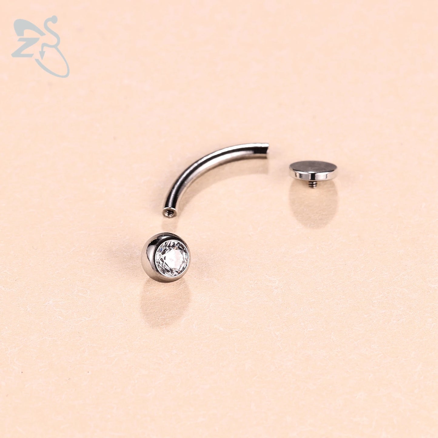 ZS 1 Piece Internal Thread Stainless Steel Belly Button Ring Floating Navel Piercings 14G Curved Umbilical Ring Jewelry 6MM-14MM Badiee Stylez