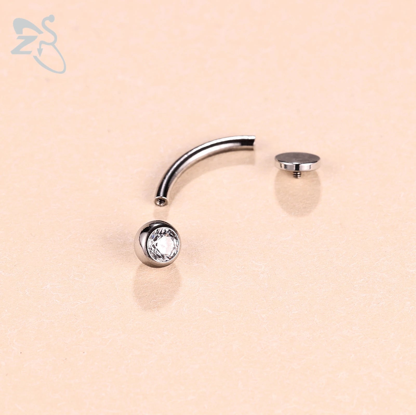 ZS 1 Piece Internal Thread Stainless Steel Belly Button Ring Floating Navel Piercings 14G Curved Umbilical Ring Jewelry 6MM-14MM Badiee Stylez