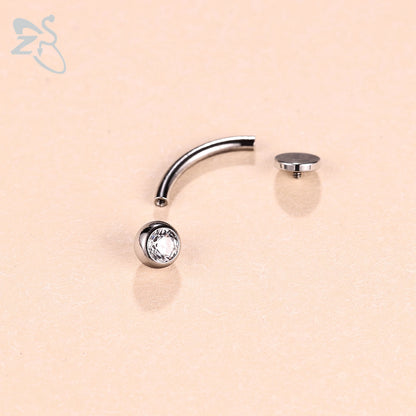 ZS 1 Piece Internal Thread Stainless Steel Belly Button Ring Floating Navel Piercings 14G Curved Umbilical Ring Jewelry 6MM-14MM Badiee Stylez