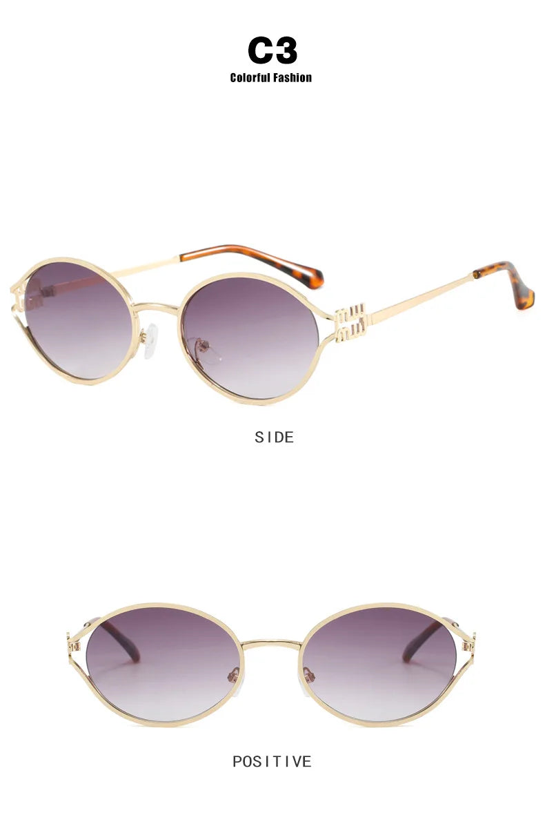 Retro Oval Metal Small Frame Sunglasses Men And Women Hollow Design Brand Sunglasses High-End Luxury Versatile Sunglasses UV400