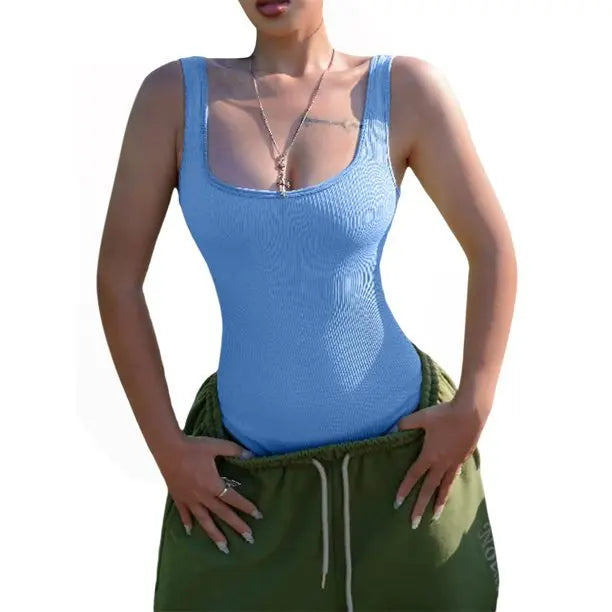 Strap Solid Bodycon Sexy Body Casual Basic White Summer Bodysuit Women Tops Sleeveless Sheer Bodysuits Jumpsuit Slim