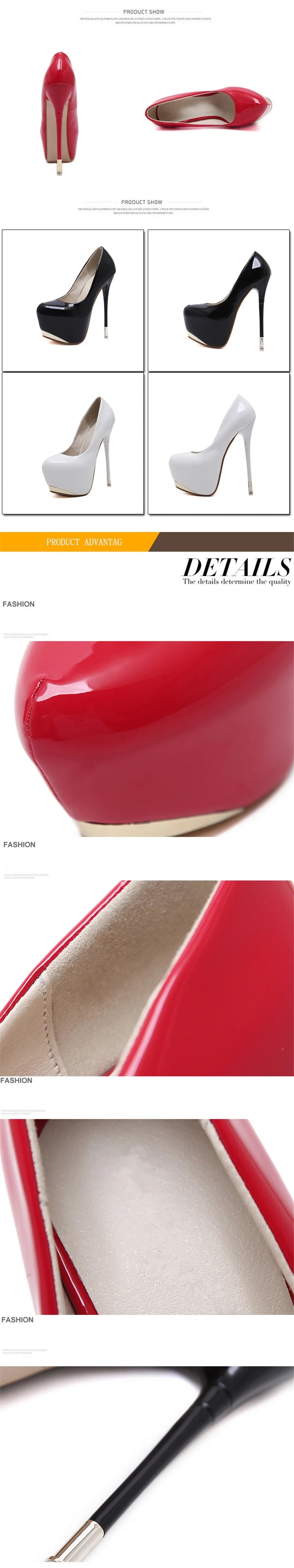 Super High Heels 16cm Red Wedding Women Shoes Black Metal Platform Sexy Patent Leather Round Toe Female Pumps Party 2025 Autumn