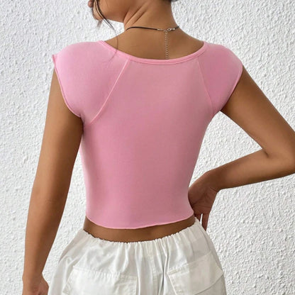 Sexy Square-neck Pink Tank Tops Korean Fashion Summer Sexy Women Clothes Slim Tees Woman V Neck Y2K Sleeveless 2024 Streetwear