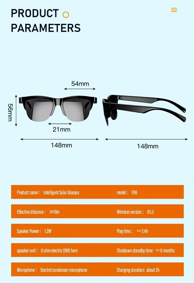 Xiaomi Bluetooth Glasses Earphones 2025 New Edition, Glasses with Earphone Function Smart Touch Waterproof Microphone Earphones Badiee Stylez