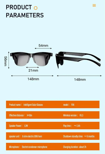 Xiaomi Bluetooth Glasses Earphones 2025 New Edition, Glasses with Earphone Function Smart Touch Waterproof Microphone Earphones Badiee Stylez