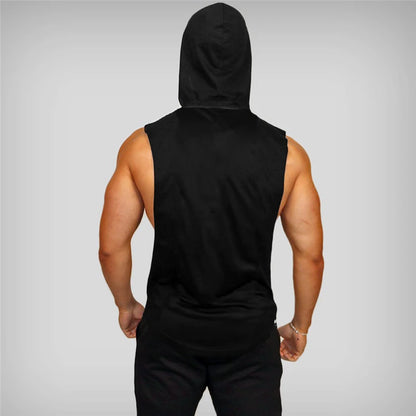 Mens Bodybuilding Sleeveless Hooded Shirts Summer Breathable Loose Cotton Hip Hop Tank Tops Gym Workout Fitness Muscle Hoodie