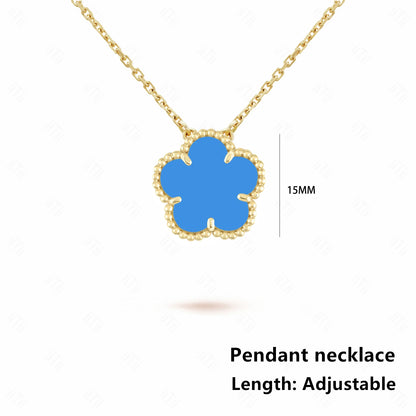 7 colors classic simple five-leaf flower pendant necklace natural stones clover Choker Chain for women party daily wear jewelry 7