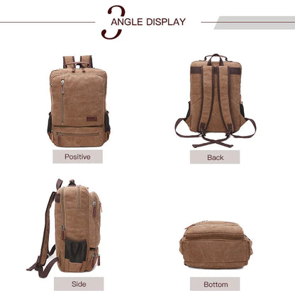 Vintage Canvas Backpack Men Large Capacity Travel Shoulder Bag High Quality Students Bag Male notebook 15 inch Laptop Backpack