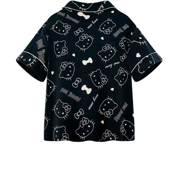 2Pcs/Set Hello Kitty Pajamas Anime Student Loungewear Kawaii Cute Girls Home Wear Shirt Shorts Set