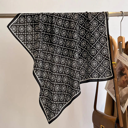 Fashion 70cm Cotton Square Scarf Women Floral Print Design Bandanas Lady Scarves Headband Accessories Handkerchief Hair QME195-03 65x65cm