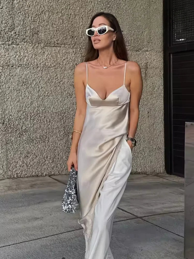 Tidalyf 2025 New Women Sexy Sweetheart Neck Dress-Sleeveless with Lace Trim, Elegant Chic for Summer Daily Wear & Dates Badiee Stylez