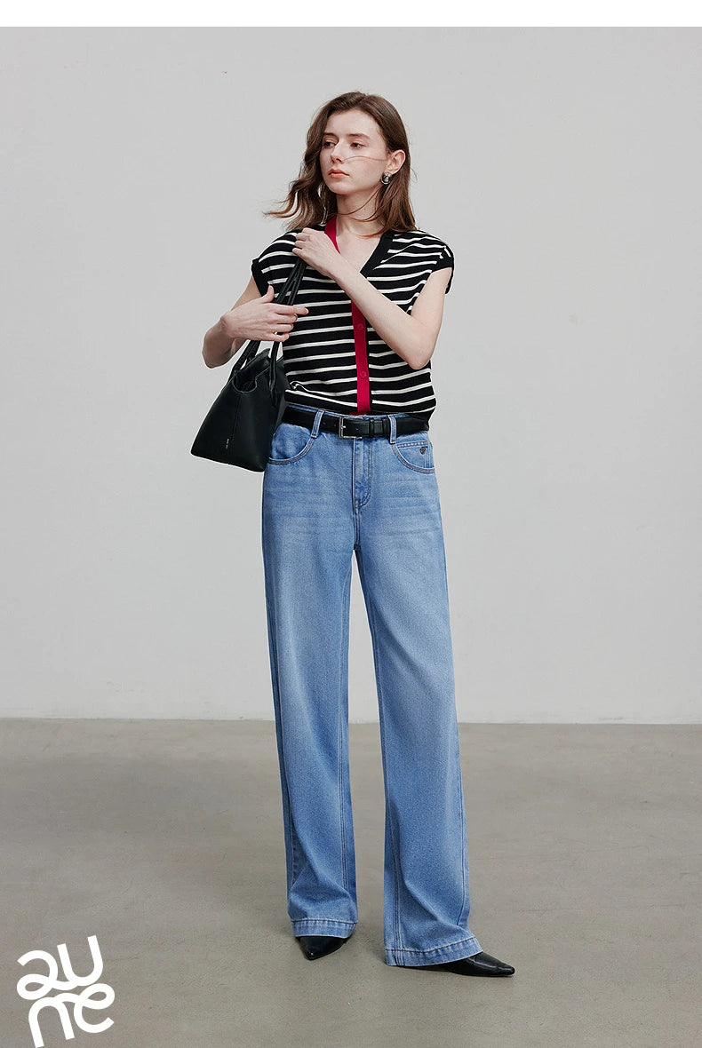 TOYOUTH Women Knitwear 2025 Summer New Short Sleeve Striped Contrast Color Pullover Tops 8523018