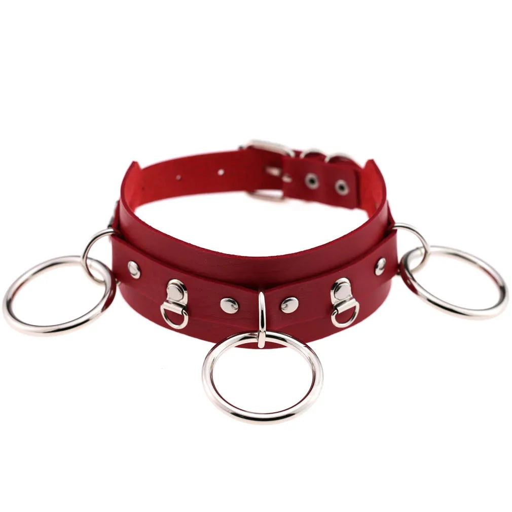 Punk Red Choker Necklace PU Leather Sexy Spiked Neck Strap Clavicle Collar Men Necklaces Hollween Women Y2K Jeweley Gift P082 red