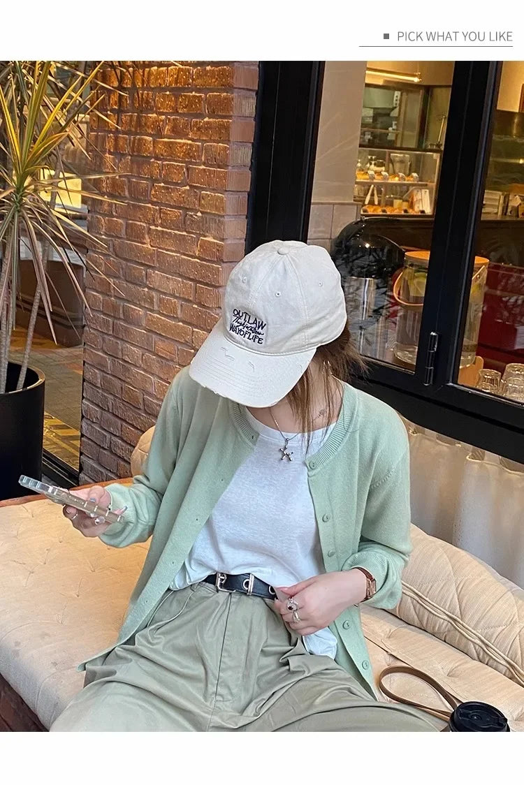 New 2025 Spring Summer Knit Cardigan O-Neck Solid Color Fashion High-Grade Comfortable Slim Casual Knitwear Tops