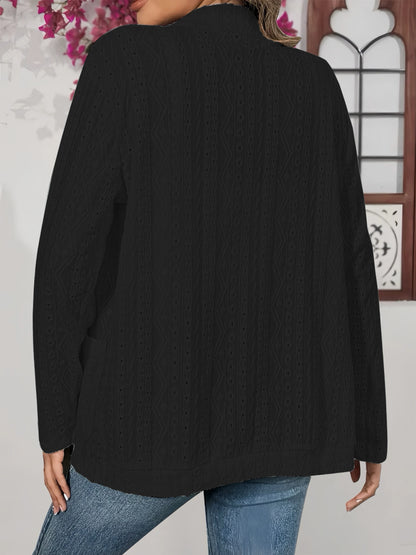 Plus Size Open Front Cardigan - Lightweight Sheer Jacket with Pockets, Chic Fall Outerwear for Women