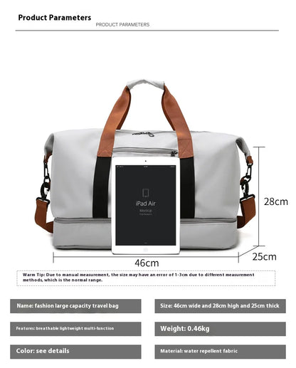 Large Capacity Travel Gym Bag Short-distance Luggage Portable Fitness Bags Shoulder Crossbody Handbags Men's Sports Waterproof B