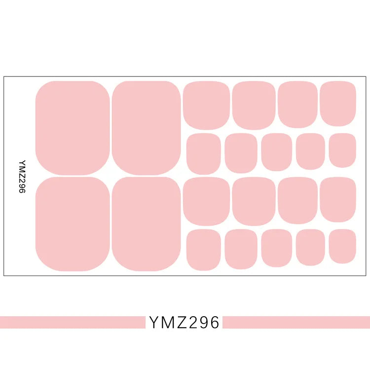 Toe Nail Sticker Wraps Adhesive Decals Toenail Polish Strips DIY Foot Decals Manicure Women Solid Color Full Cover Foot Stickers 07