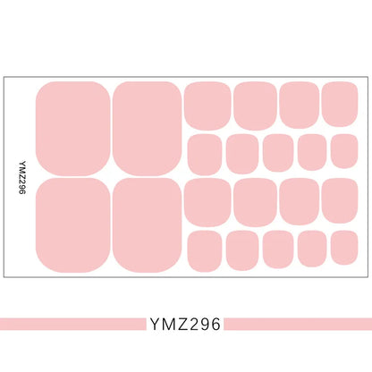 Toe Nail Sticker Wraps Adhesive Decals Toenail Polish Strips DIY Foot Decals Manicure Women Solid Color Full Cover Foot Stickers 07