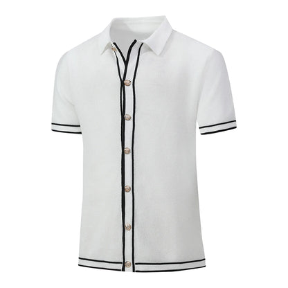 Men's Retro Striped Polo - 2025 Summer Collection, Breathable Knit for Confident Casual Style