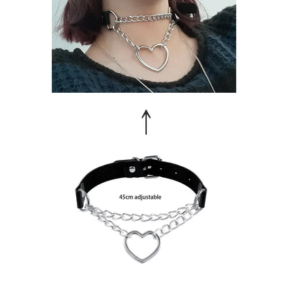 Sexy Trendy Vintage Charm Round Gothic Collar Necklaces Jewelry Gift Gothic Leather Heart Harajuku Women Punk Choker Necklace pgxlD01bkH 40cm adjustable