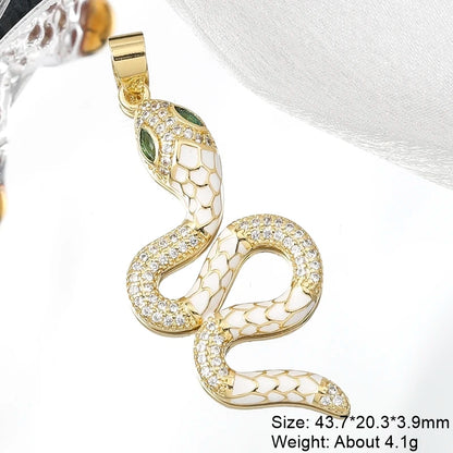 Juya Handmade Luxury Rainbow Zirconia 18K Gold Plated Decoration Snake Charms For DIY Fashion Talisman Jewelry Making Supplies Gold 4 CHINA