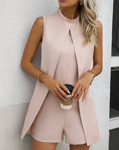 Summer Jumpsuit Women Fashion Solid O Neck Sleeveless Chic Playsuit Elegant Clothes Female Casual Jumpsuits Badiee Stylez