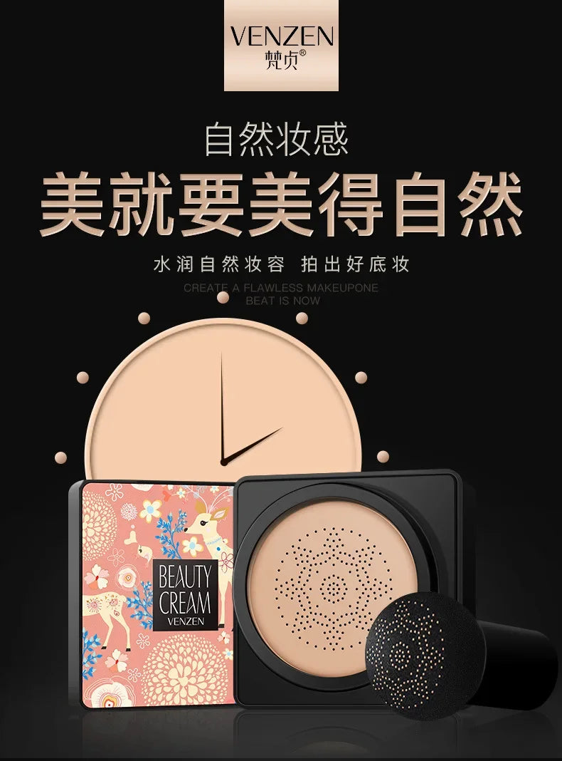 BB Air Cushion Base Foundation with Mushroom Head CC Cream Moisturizing Hydrating Concealer Makeup Brighten Skin Tone Cosmetics