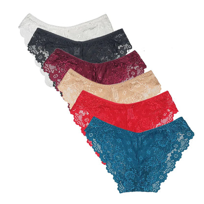 5 PCS/Set Mesh Briefs M-2XL Lace Panties Sexy Transparent Underwear Low Rise Panties Girls Intimates Lingeri Badiee Stylez