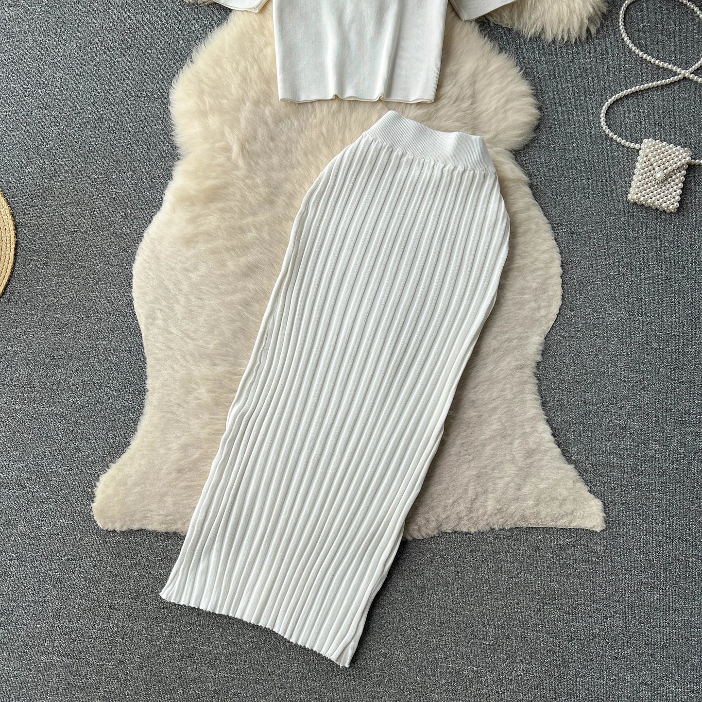 SINGREINY Casual Two Piece Sets Women Summer O Neck Top Elastic Waist Long Skirt Fashion Office Lady Korean Knit Suit