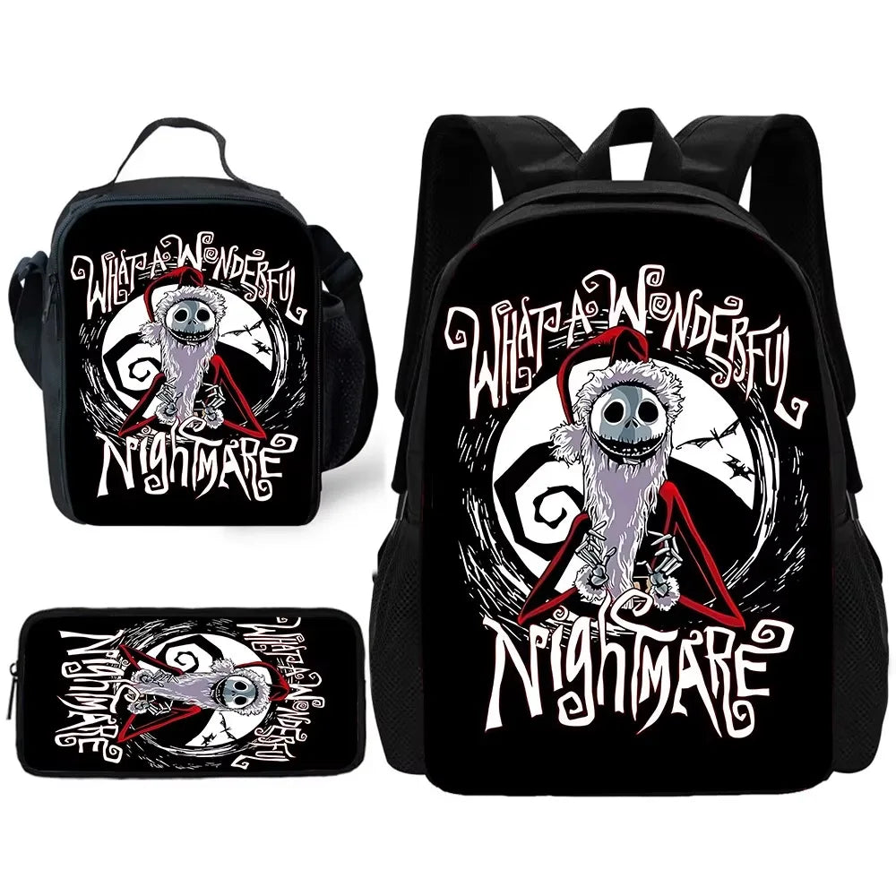 The Nightmare Before Christmas Child School Backpack with Lunch Bags ,Pencil Bags ,School Bags for Boys Girls Best Gift XHOO1-TZ-079-A1