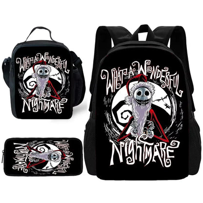 The Nightmare Before Christmas Child School Backpack with Lunch Bags ,Pencil Bags ,School Bags for Boys Girls Best Gift XHOO1-TZ-079-A1